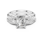 2.37 CT Radiant Cut Diamond Bridal Ring Set with Marquise Accents
