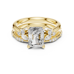2.37 CT Radiant Cut Diamond Bridal Ring Set with Marquise Accents