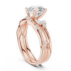 2.37 CT Round Cut Diamond Bridal Ring Set with Marquise Accents