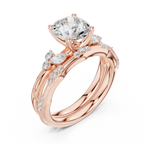 2.37 CT Round Cut Diamond Bridal Ring Set with Marquise Accents
