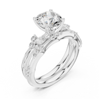 2.37 CT Round Cut Diamond Bridal Ring Set with Marquise Accents