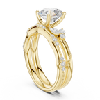 2.37 CT Round Cut Diamond Bridal Ring Set with Marquise Accents