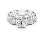 2.37 CT Round Cut Diamond Bridal Ring Set with Marquise Accents