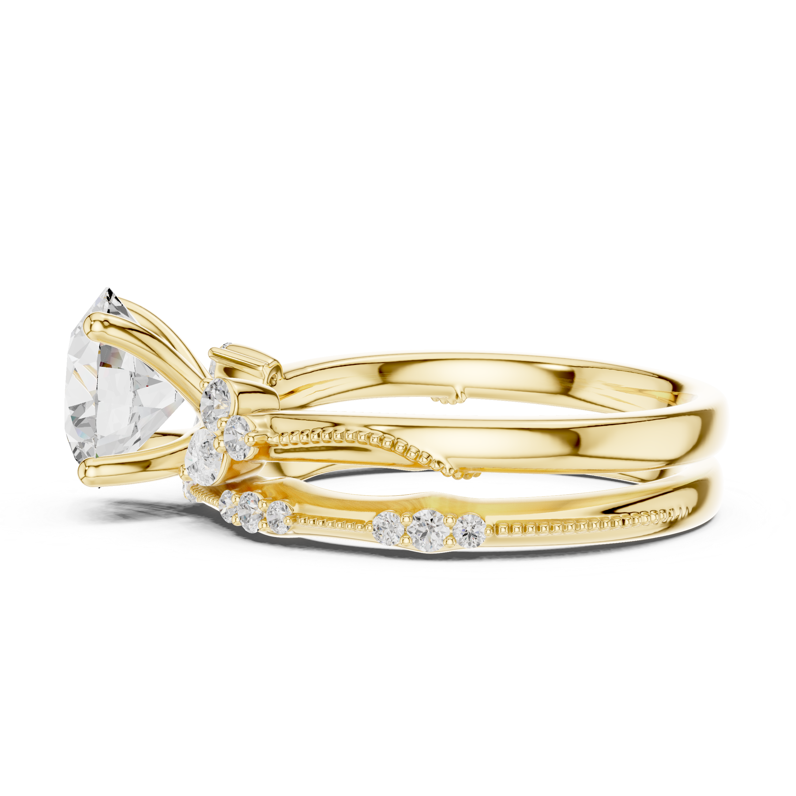 2.37 CT Round Cut Diamond Bridal Ring Set with Marquise Accents