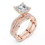 3.23 CT Asscher Cut Diamond Triple Pavé Engagement Ring