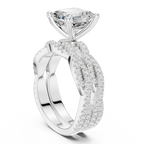 3.23 CT Asscher Cut Diamond Triple Pavé Engagement Ring