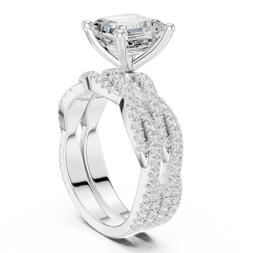 Asscher Cut Diamond Triple Pavé Engagement Ring