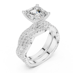 3.23 CT Asscher Cut Diamond Triple Pavé Engagement Ring