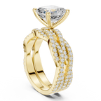 3.23 CT Asscher Cut Diamond Triple Pavé Engagement Ring