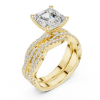 3.23 CT Asscher Cut Diamond Triple Pavé Engagement Ring