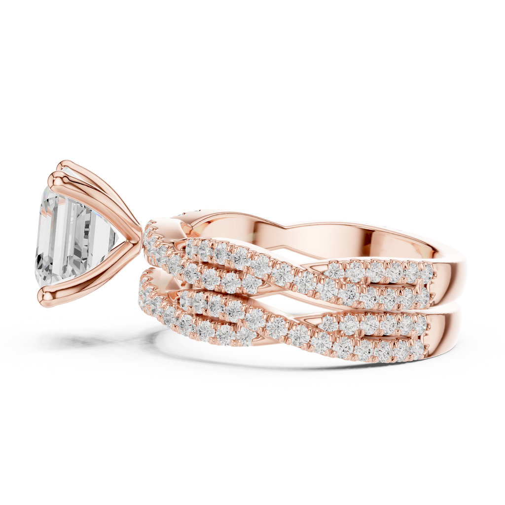 3.23 CT Asscher Cut Diamond Triple Pavé Engagement Ring