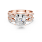 3.23 CT Asscher Cut Diamond Triple Pavé Engagement Ring