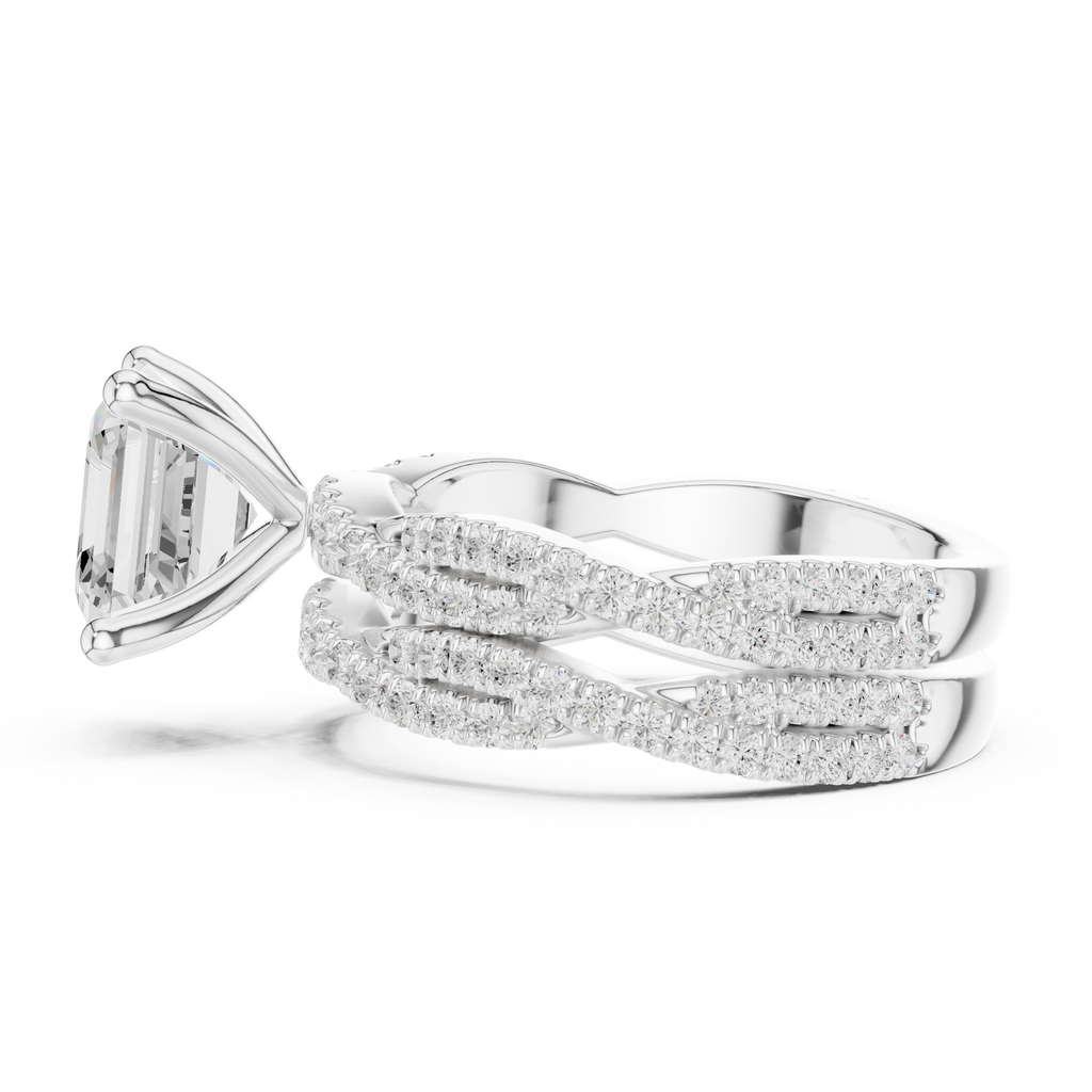 3.23 CT Asscher Cut Diamond Triple Pavé Engagement Ring
