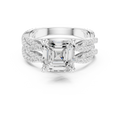 3.23 CT Asscher Cut Diamond Triple Pavé Engagement Ring