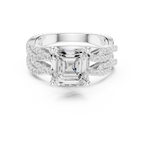 3.23 CT Asscher Cut Diamond Triple Pavé Engagement Ring