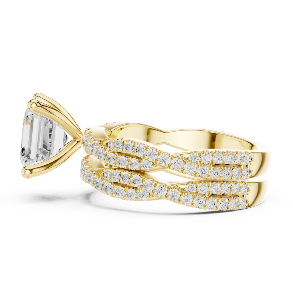 3.23 CT Asscher Cut Diamond Triple Pavé Engagement Ring