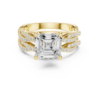 3.23 CT Asscher Cut Diamond Triple Pavé Engagement Ring