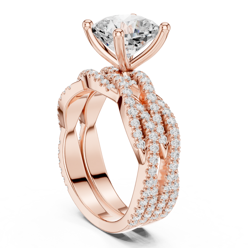 3.23 CT Cushion Cut Diamond Triple Pavé Engagement Ring