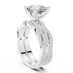 3.23 CT Cushion Cut Diamond Triple Pavé Engagement Ring