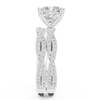 3.23 CT Cushion Cut Diamond Triple Pavé Engagement Ring