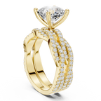 3.23 CT Cushion Cut Diamond Triple Pavé Engagement Ring