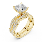 3.23 CT Cushion Cut Diamond Triple Pavé Engagement Ring