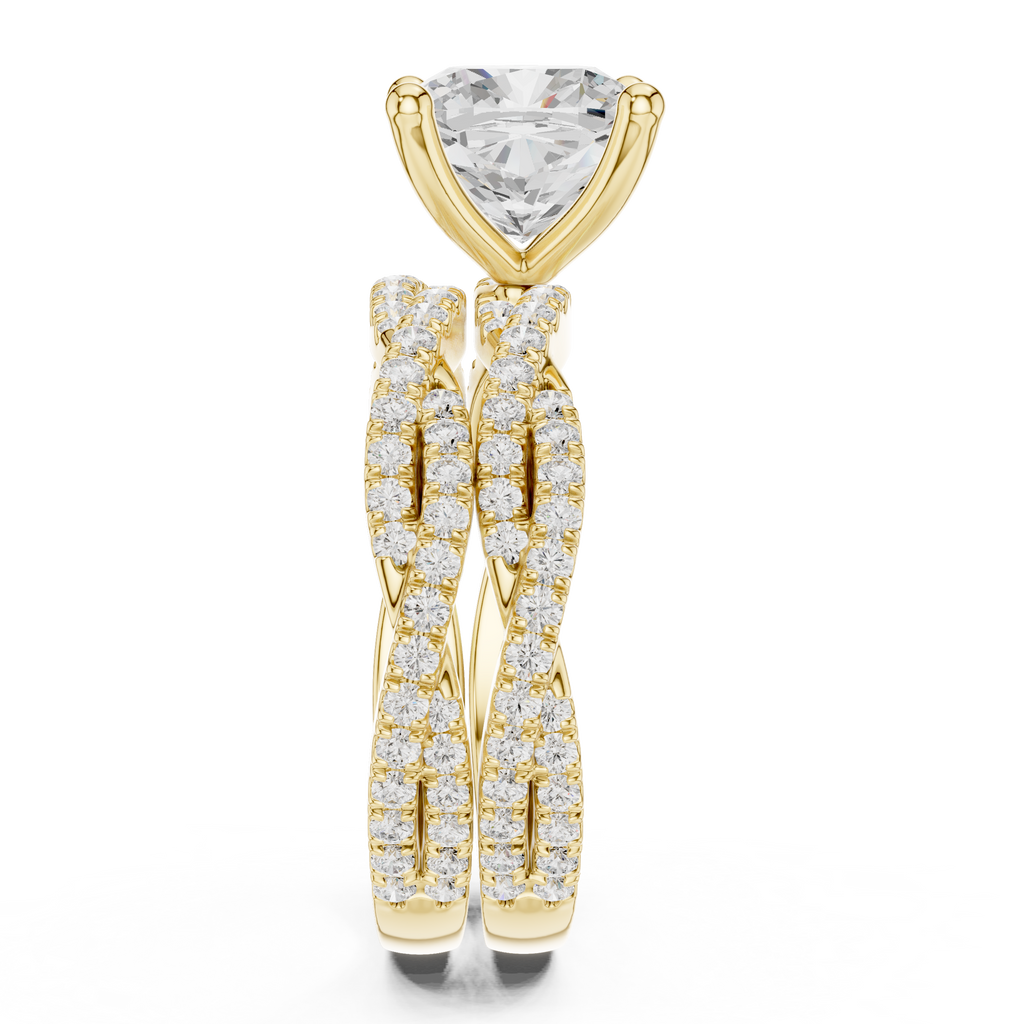 3.23 CT Cushion Cut Diamond Triple Pavé Engagement Ring