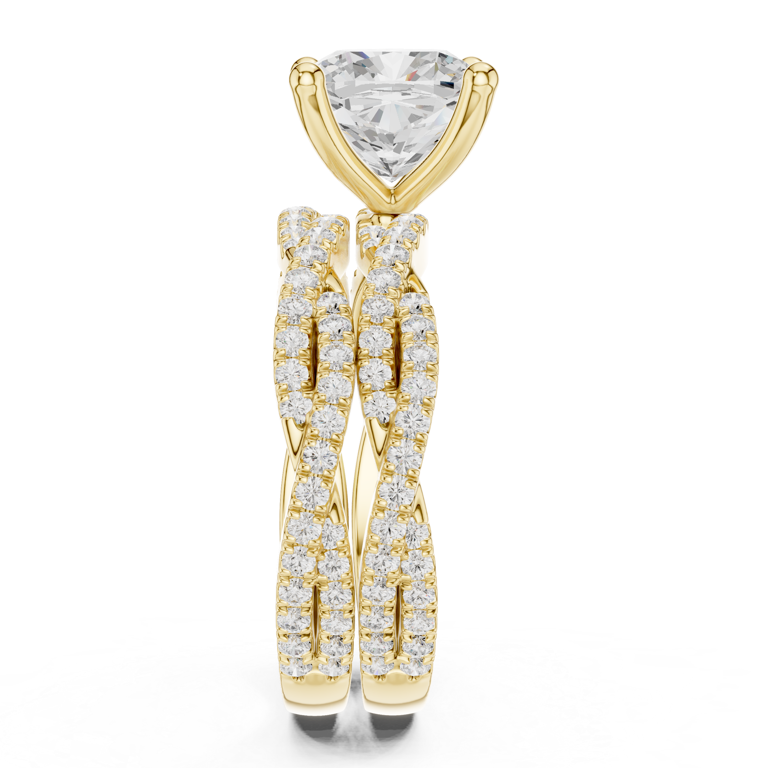 3.23 CT Cushion Cut Diamond Triple Pavé Engagement Ring