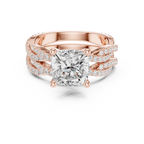 3.23 CT Cushion Cut Diamond Triple Pavé Engagement Ring