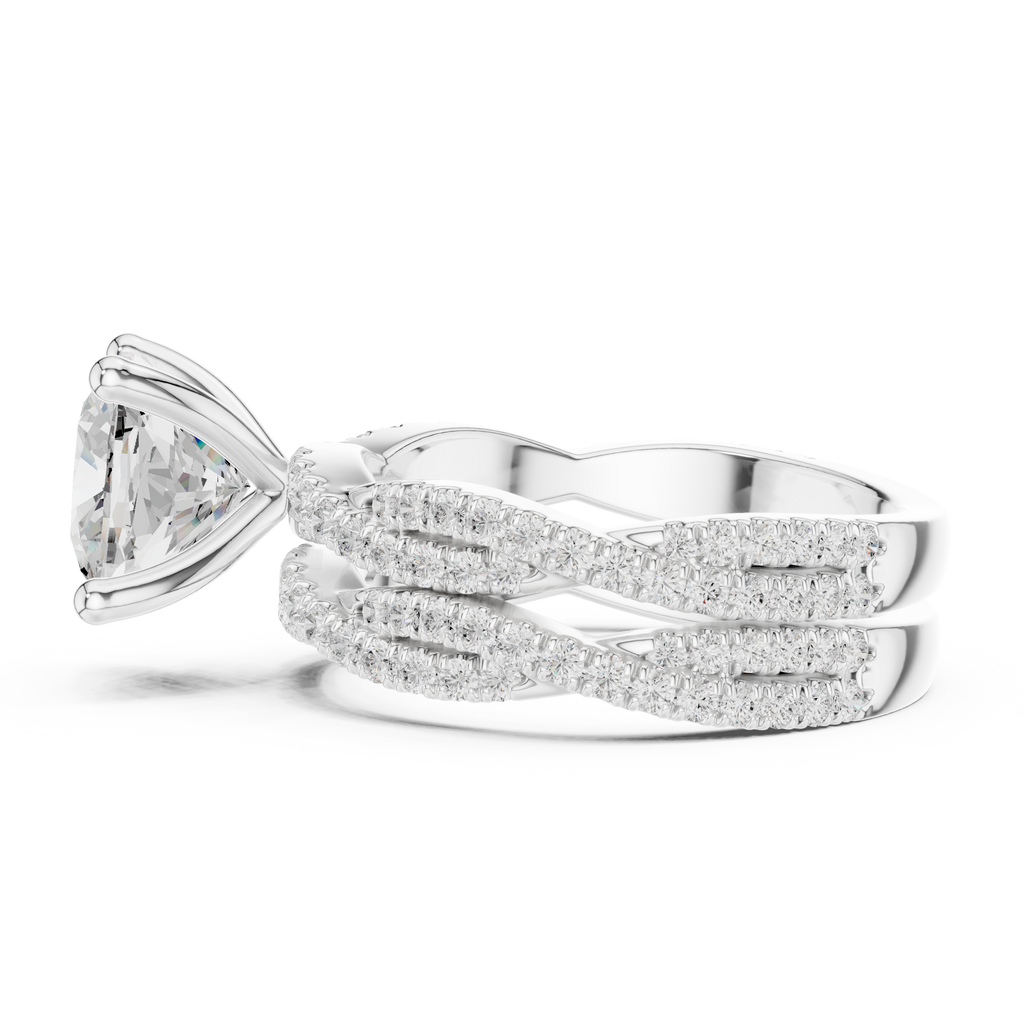 3.23 CT Cushion Cut Diamond Triple Pavé Engagement Ring