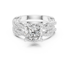 3.23 CT Cushion Cut Diamond Triple Pavé Engagement Ring