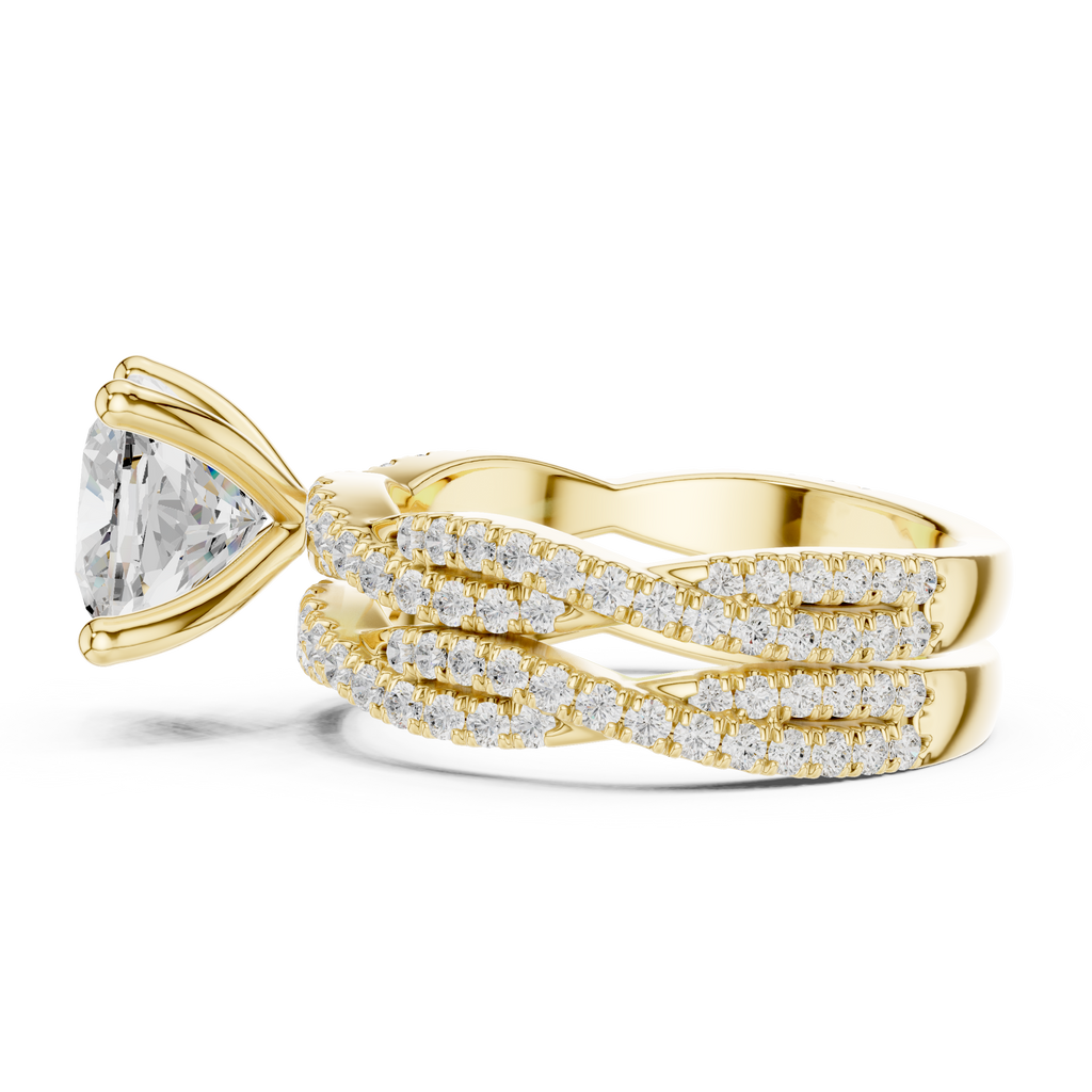 3.23 CT Cushion Cut Diamond Triple Pavé Engagement Ring