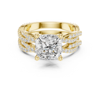 3.23 CT Cushion Cut Diamond Triple Pavé Engagement Ring