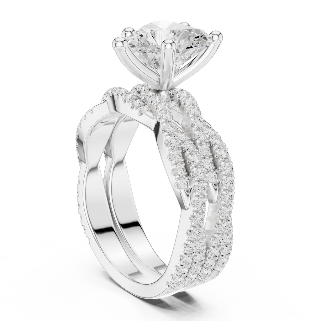 3.23 CT Heart Cut Diamond Triple Pavé Engagement Ring
