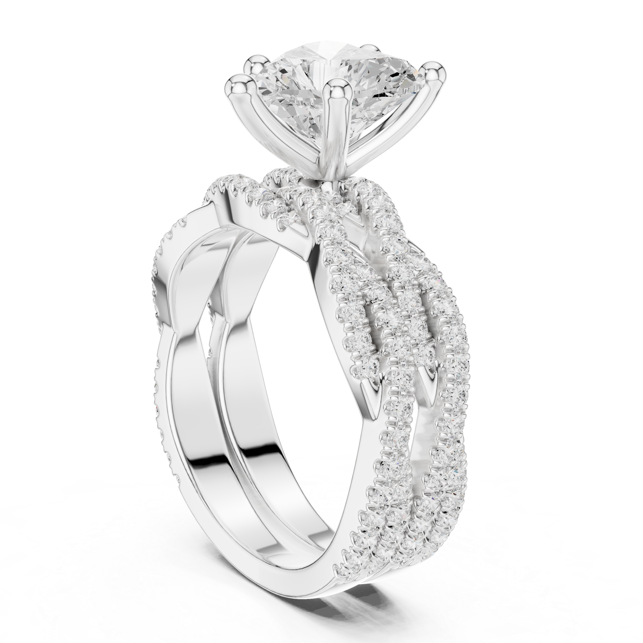 3.23 CT Heart Cut Diamond Triple Pavé Engagement Ring