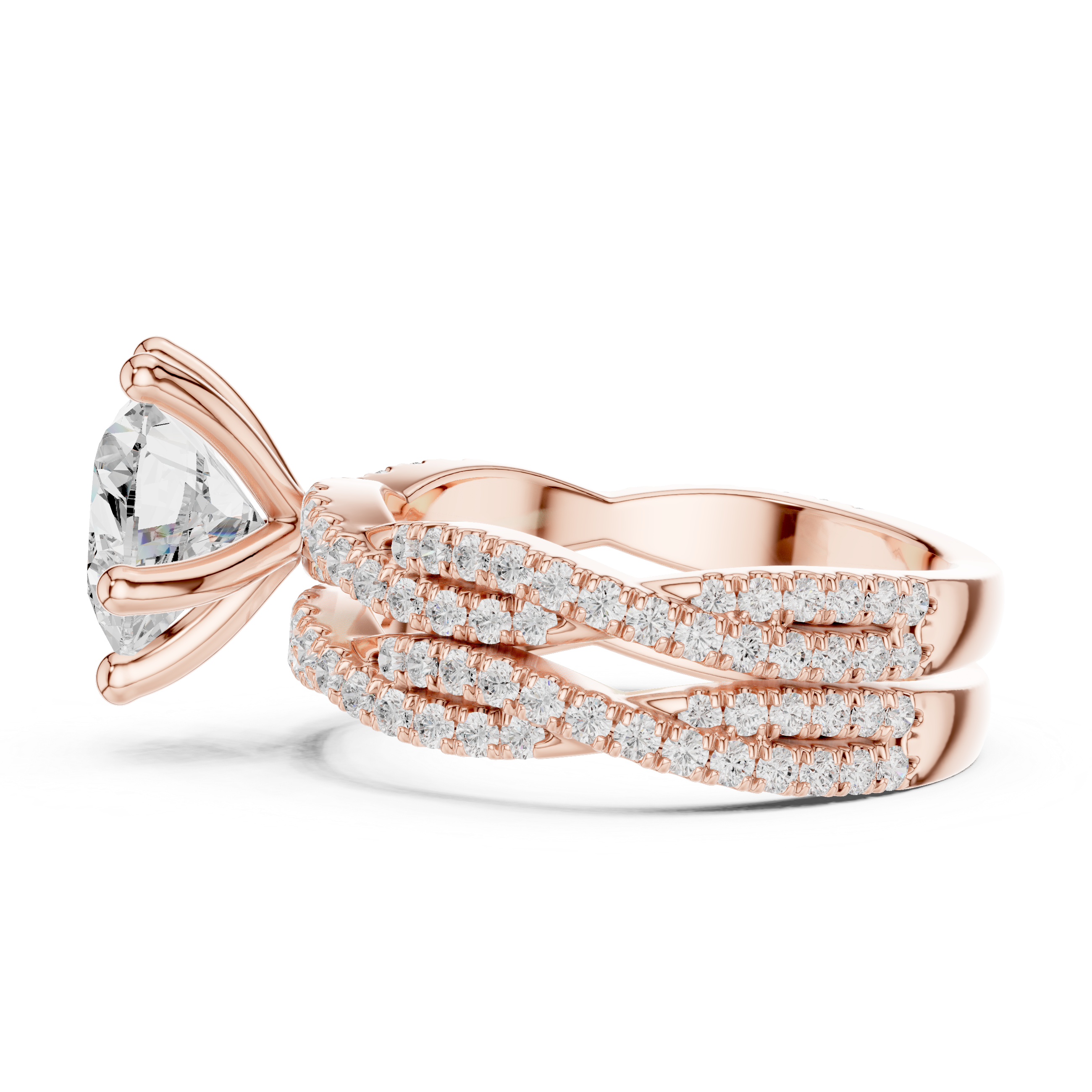 3.23 CT Heart Cut Diamond Triple Pavé Engagement Ring