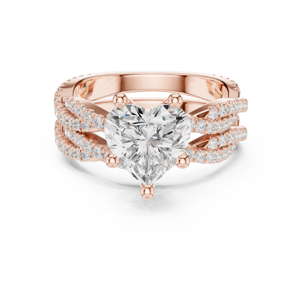 3.23 CT Heart Cut Diamond Triple Pavé Engagement Ring