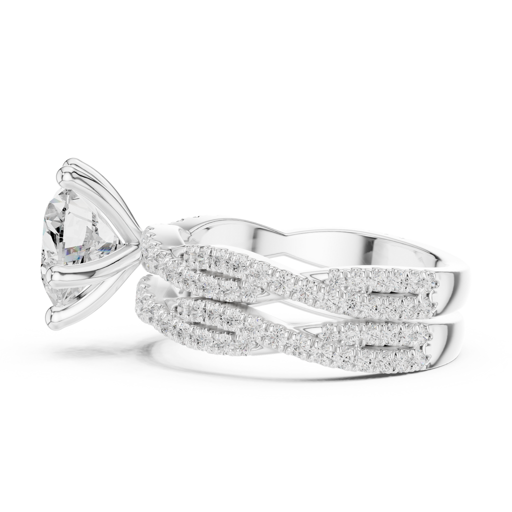 3.23 CT Heart Cut Diamond Triple Pavé Engagement Ring