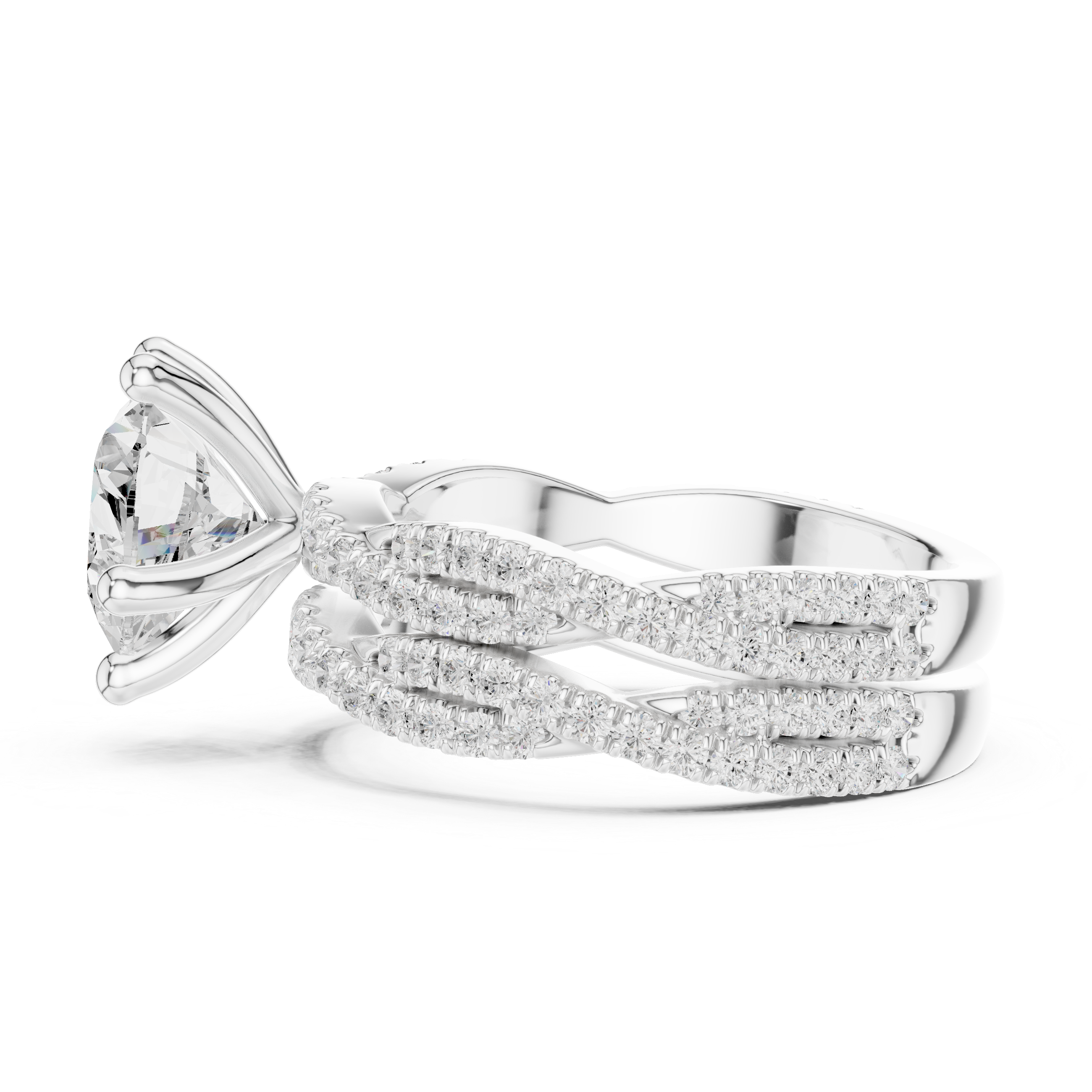 3.23 CT Heart Cut Diamond Triple Pavé Engagement Ring