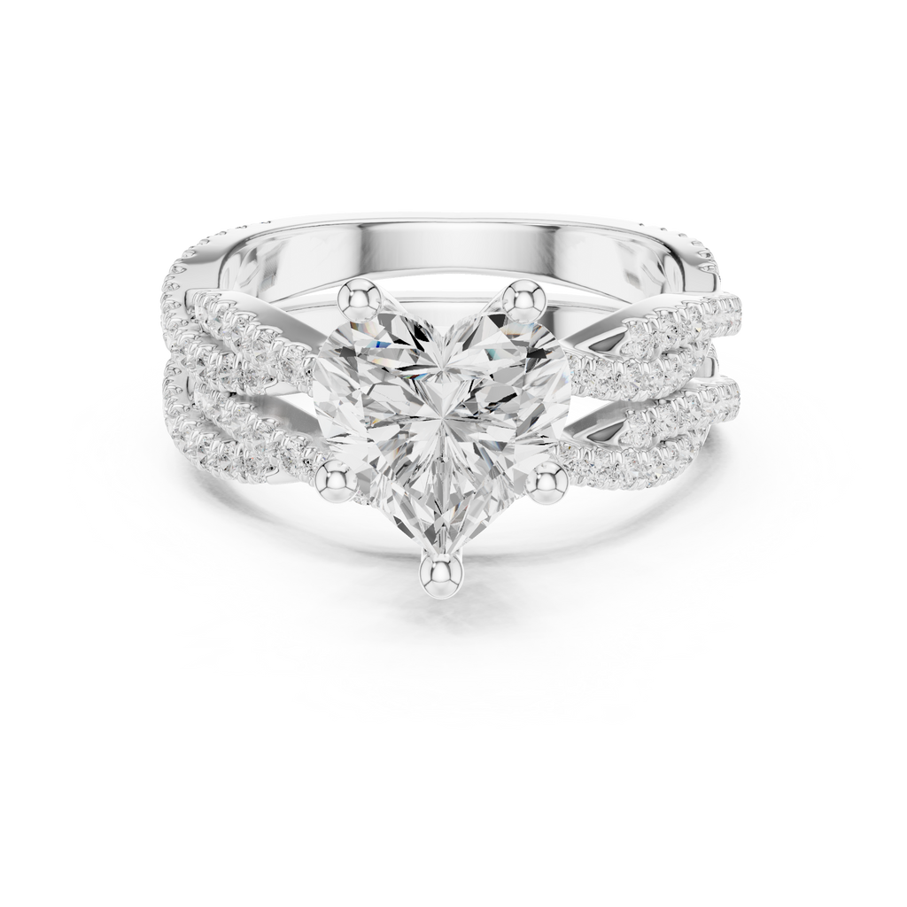 3.23 CT Heart Cut Diamond Triple Pavé Engagement Ring
