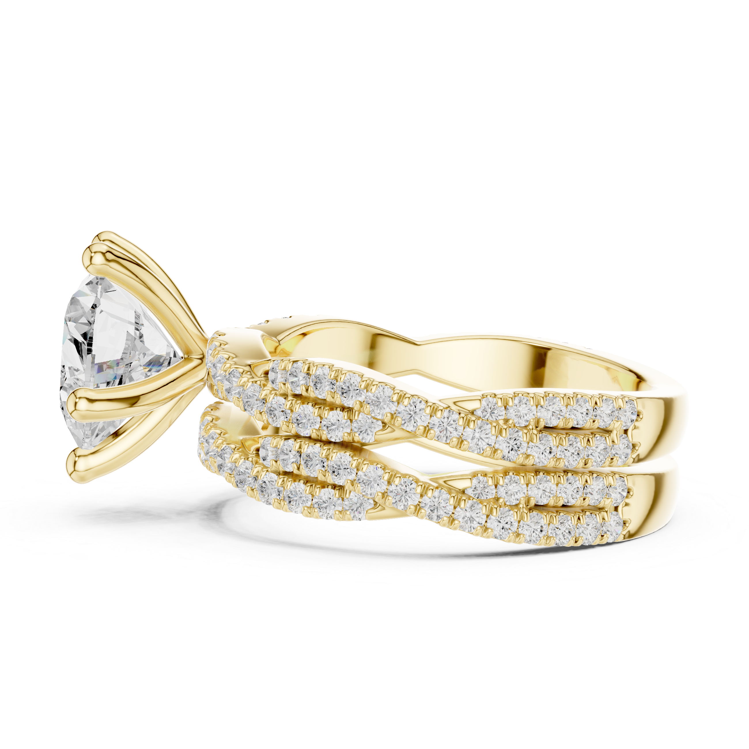 3.23 CT Heart Cut Diamond Triple Pavé Engagement Ring