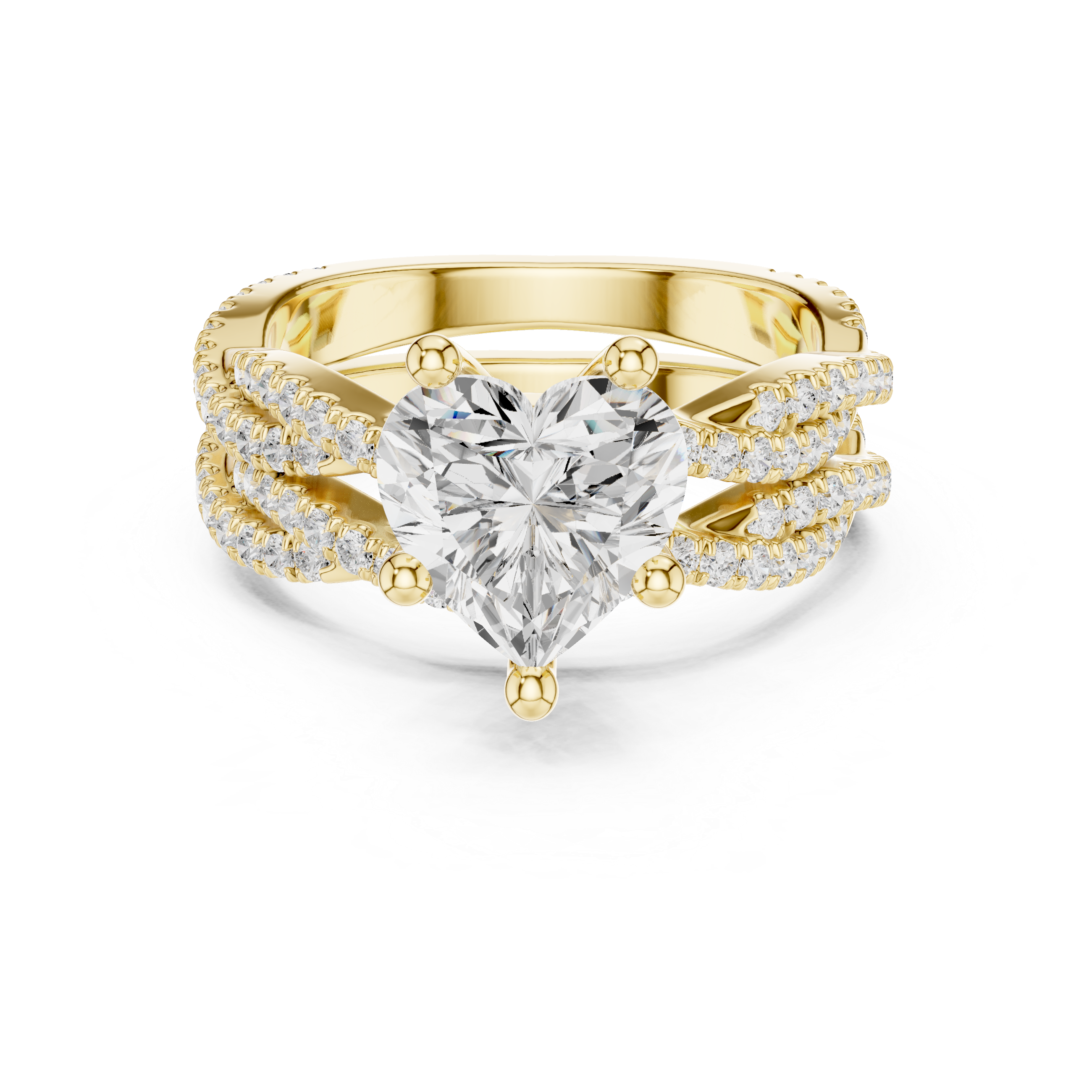 3.23 CT Heart Cut Diamond Triple Pavé Engagement Ring