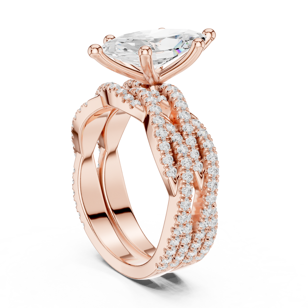 3.23 CT Marquise Cut Diamond Triple Pavé Engagement Ring