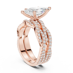 3.23 CT Marquise Cut Diamond Triple Pavé Engagement Ring