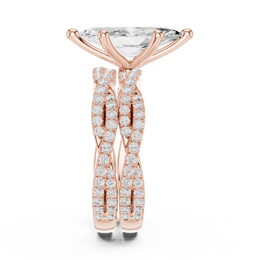 3.23 CT Marquise Cut Diamond Triple Pavé Engagement Ring