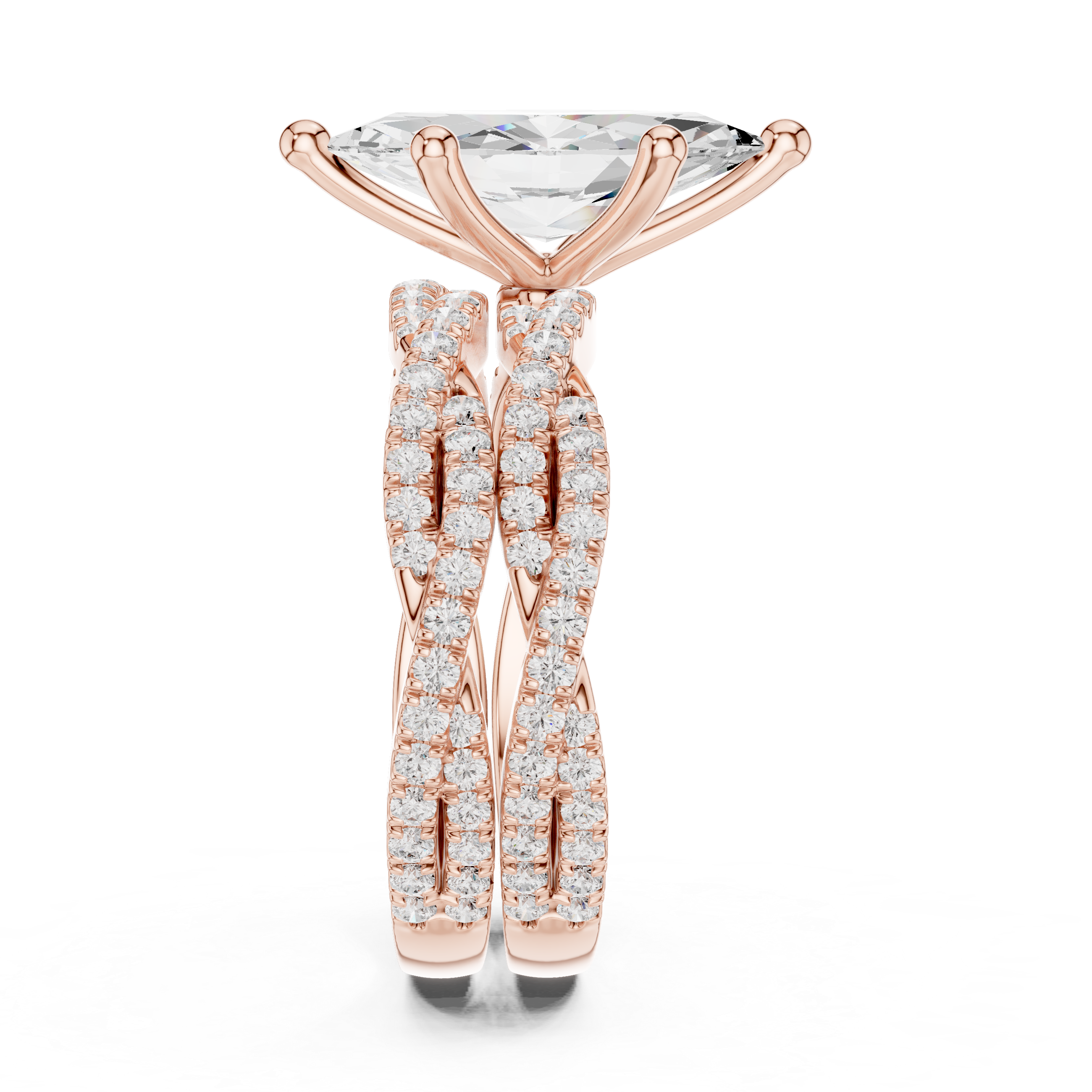 3.23 CT Marquise Cut Diamond Triple Pavé Engagement Ring