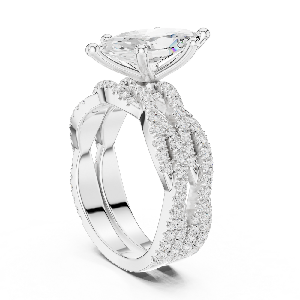 3.23 CT Marquise Cut Diamond Triple Pavé Engagement Ring