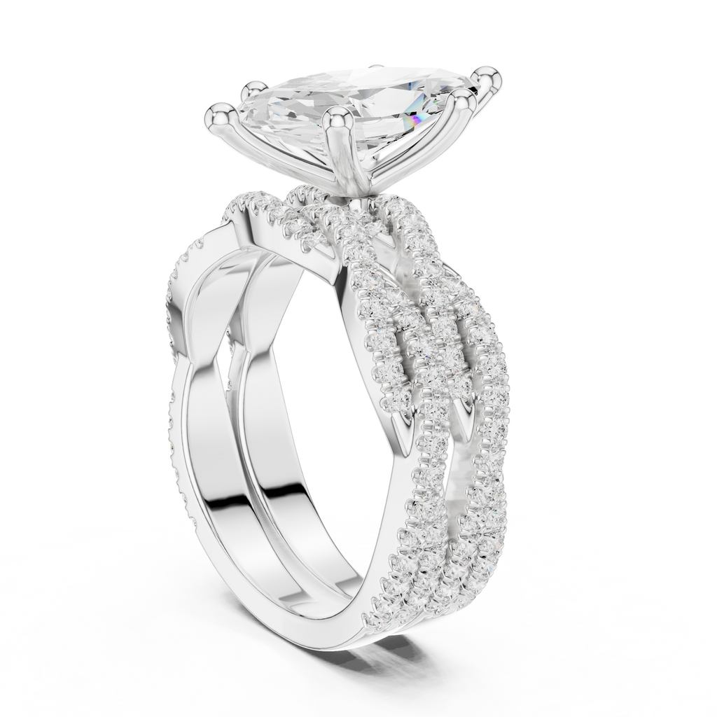 3.23 CT Marquise Cut Diamond Triple Pavé Engagement Ring