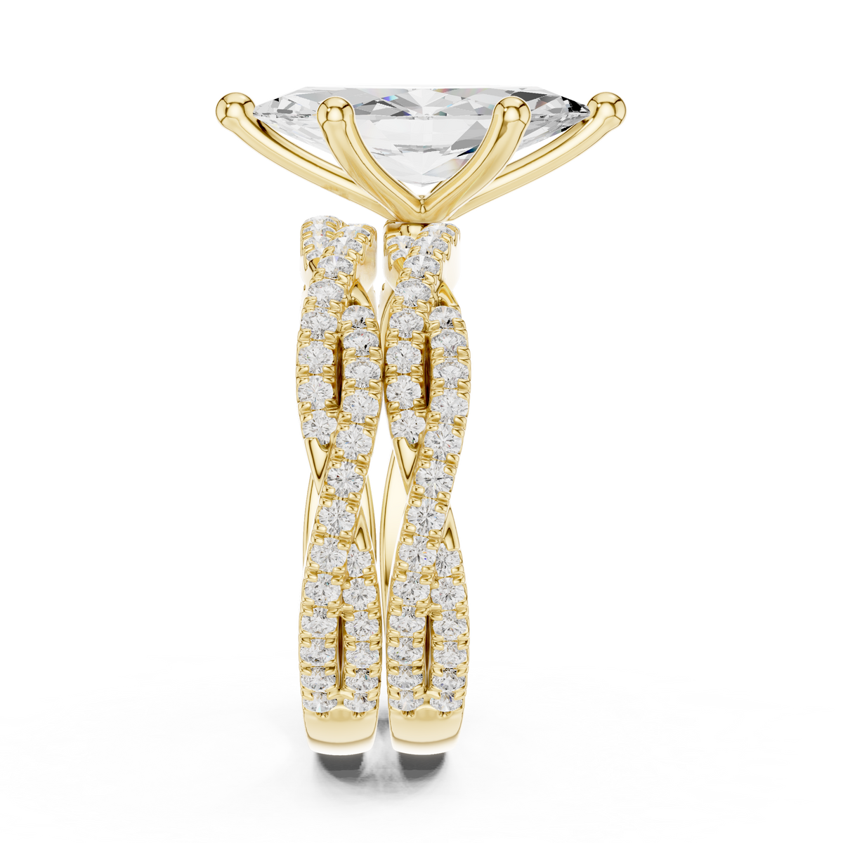Marquise Cut Diamond Triple Pavé Engagement Ring – view 14 of 15, lab grown diamond ring | Jewelix Atelier