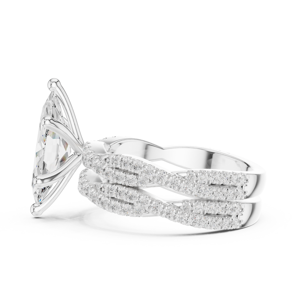 3.23 CT Marquise Cut Diamond Triple Pavé Engagement Ring